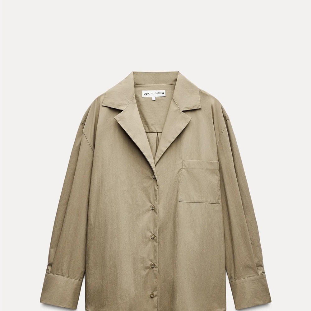 Zara Beige Long-Sleeve Shirt
